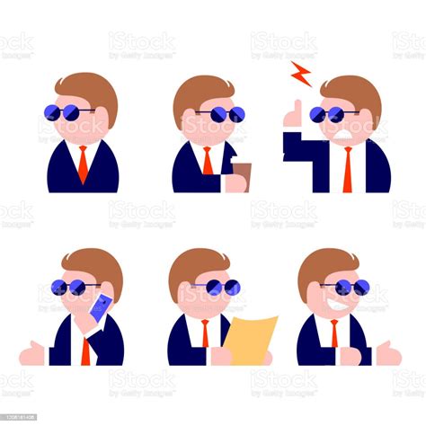 Set Of Icons With A Business Man Stock Illustration Download Image