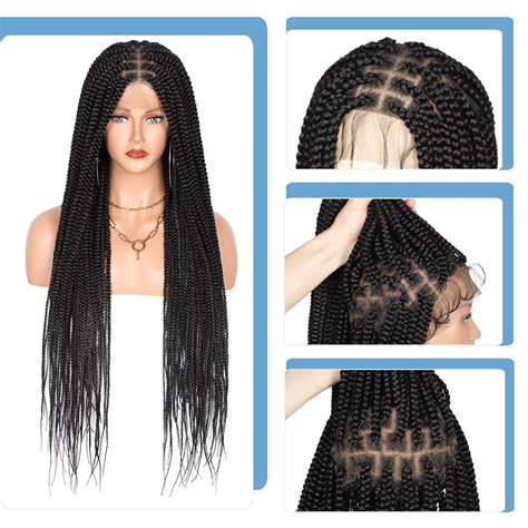 Fecihor 36 Full Double Lace Front Box Braided Wigs Knotless Cornrow