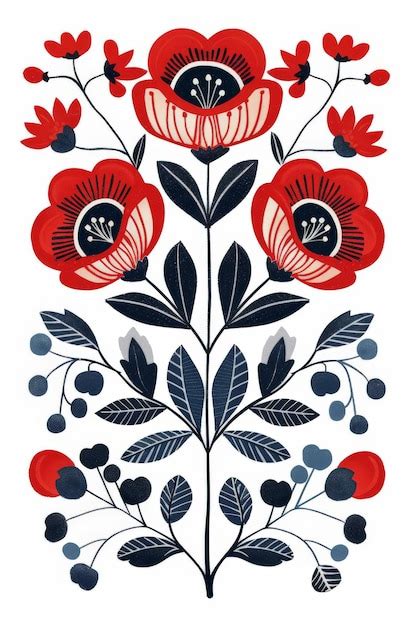 Red and Black Floral Design on White Background | Premium AI-generated ...