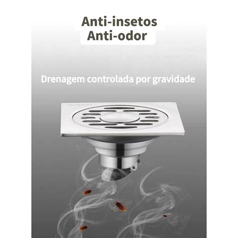 Ralo Inox Grelha Quadrado 10x10cm 2MM Espessura Anti Inseto Anti Odores