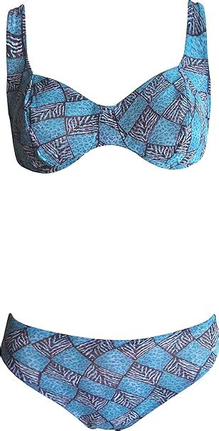 Solar Tan Thru Underwired Bikini Blue Black Size C Cup