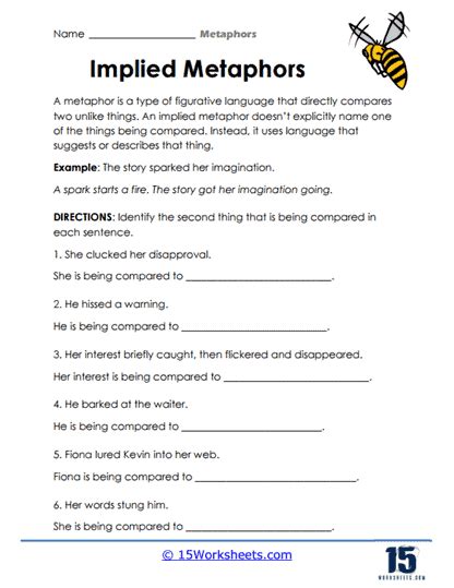 Metaphors Worksheets 15