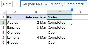 Isblank Function In Excel To Check If Cell Is Blank