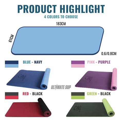 Fitness Pilates Yoga Mat Tpe Double Sided Color Exercise Workout