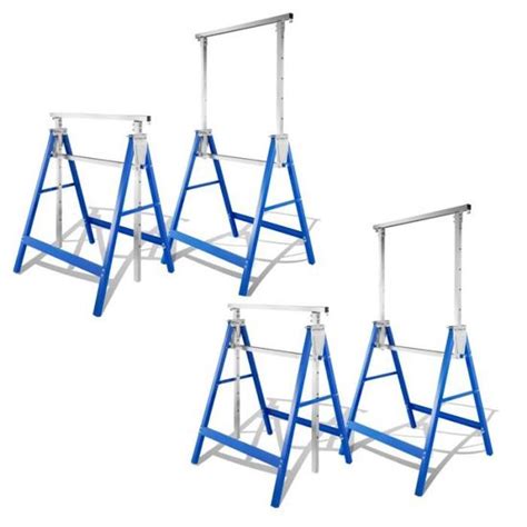 Izrielar Lot de 4 Tréteaux Métal Télescopiques H 80 130cm Charge