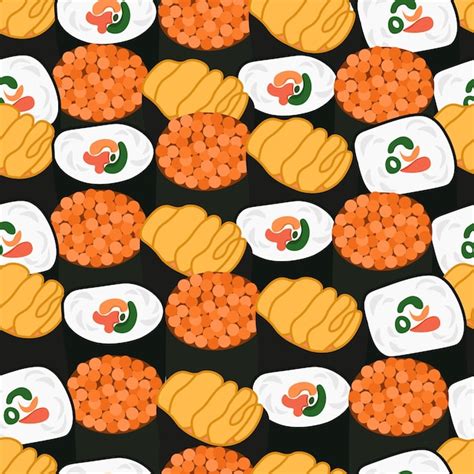 Premium Vector Cute Japanese Sushi Seamless Pattern