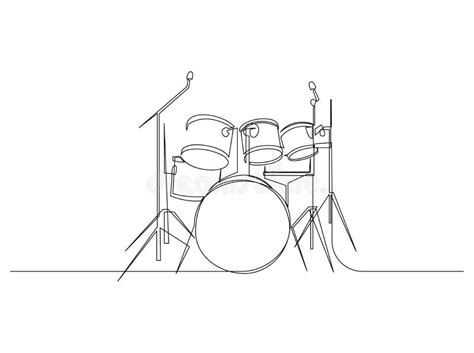 Continuous Line Drawing Of Drum Instrument Drum Set Minimalist Line