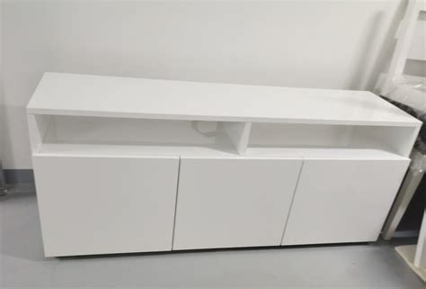TV komoda, 130x57x35 cm, MDF medijapan visoki sjaj, kao nova
