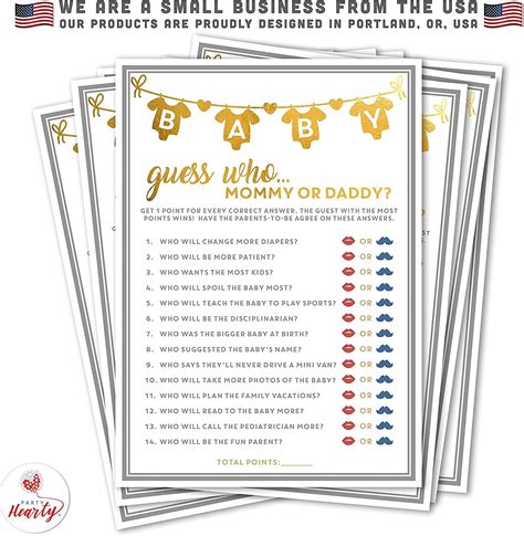 Buy Party Hearty Baby Shower Game Gold Foil Mommy Or Daddy Guess Who