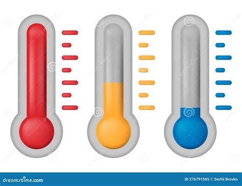 Temperature Symbol Set Three Vector Thermometer Showing The