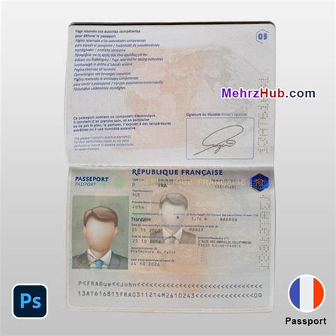 Editable France Passport Psd Template Mehrzhub