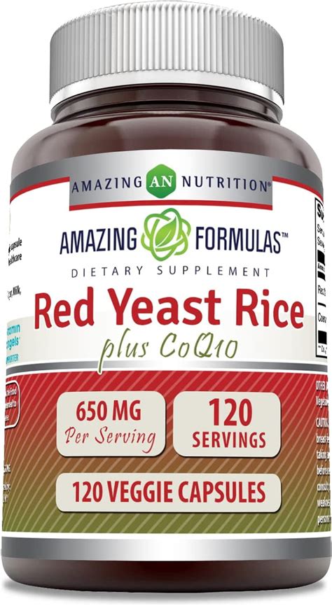 Amazing Formulas Red Yeast Rice With Co Q 10 120 Vegetarian Capsules Supports Cardiovascular