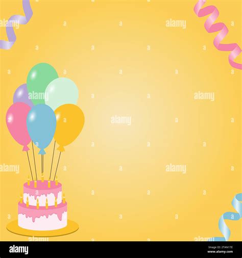 Happy Birthday Card Balloons Cake And Streamer Stock Vector Image And Art Alamy