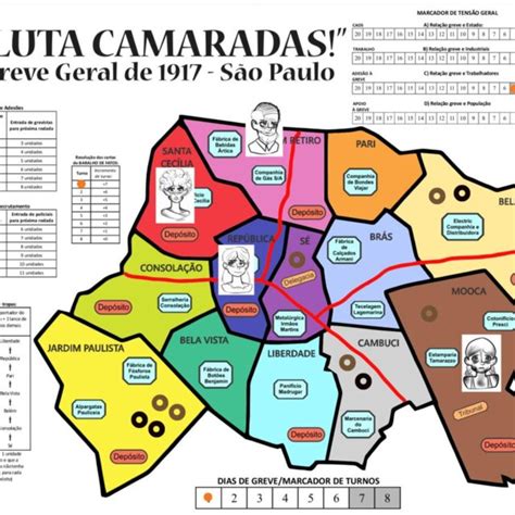 Tabuleiro do jogo À Luta Camaradas A Greve Geral de 1917 São Paulo