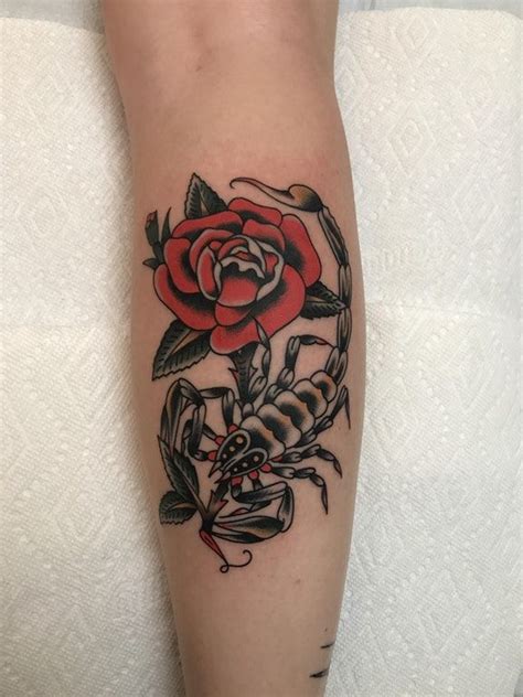 Girly Scorpion Flower Tattoos