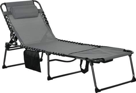 Outsunny 2 Piece Foldable Sun Lounger Set With 5 Level Reclining Back