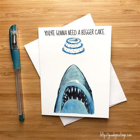 Shark Birthday Card Great White Shark Pop Culture Card 80s Movies