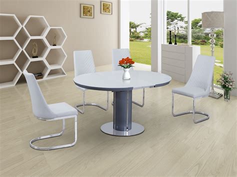 Round White Glass Dining Table And 6 Chairs Homegenies