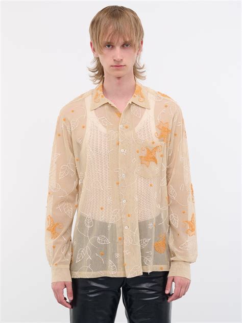 Bode Mesh Lilum Shirt In Natural For Men Lyst