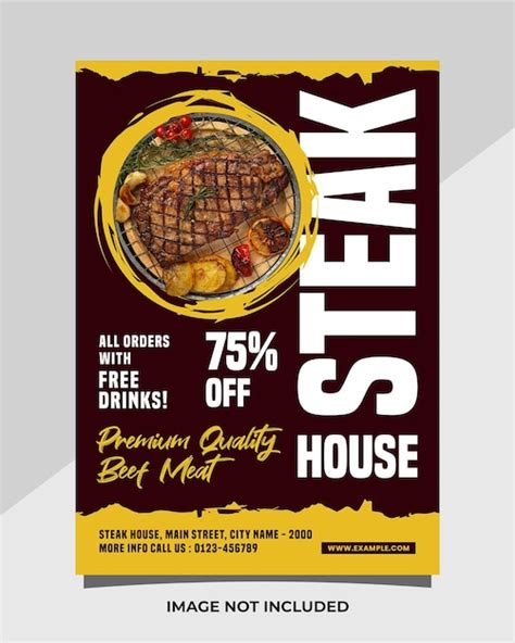 Premium Vector Steak House Vertical Flyer Or Poster Promotion Template