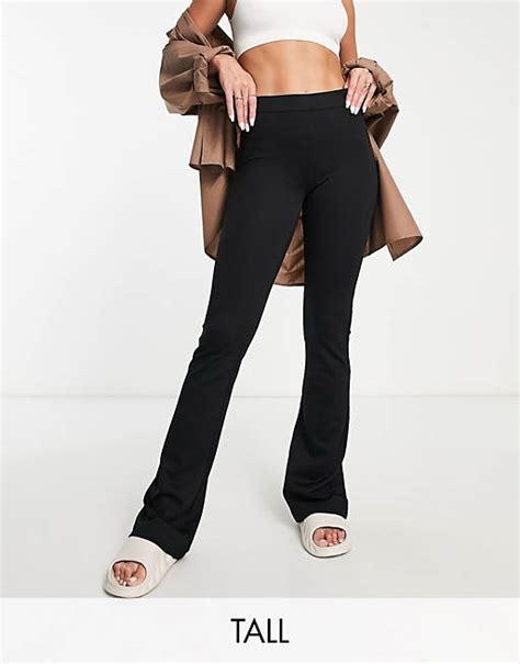 Vero Moda Tall Jersey Flared Trousers In Black Asos