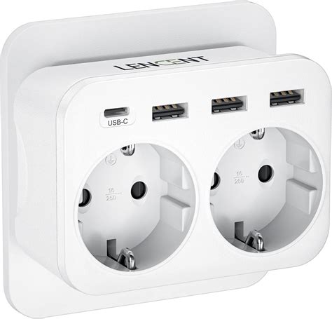 Lencent In Ciabatta Multipresa Usb W Spina Alimentatore Europa