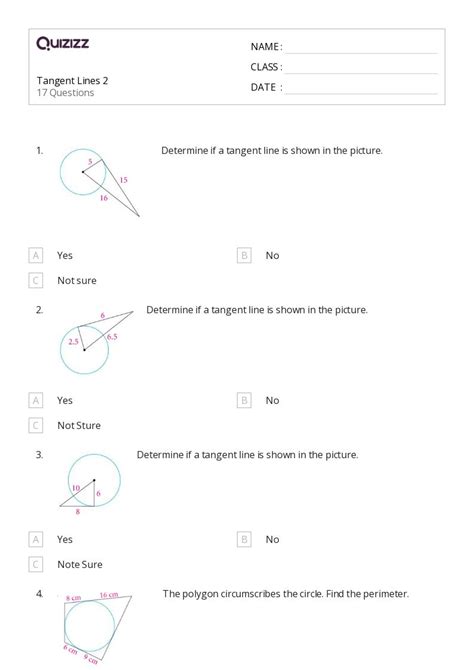 50 Tangent Lines Worksheets For 9th Class On Quizizz Free And Printable