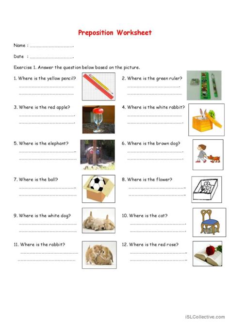 Preposition Worksheet General Gramma… English Esl Worksheets Pdf And Doc