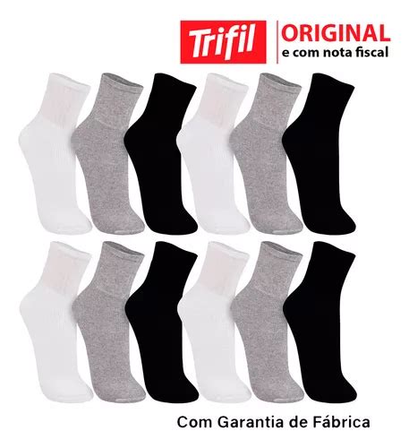 Kit 12 Pares Meias Cano Médio Atoalhada Algodão Trifil MercadoLivre