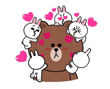 Brown Cony S Heart Throbbing Love Line Sticker Cute Love