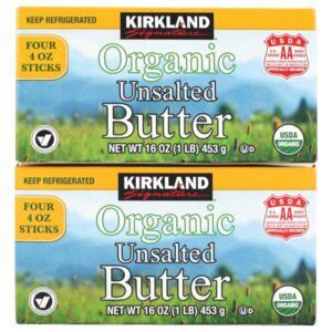 Kirkland Signature Organic Unsalted Butter 4 X 4 Oz Costco Food Database