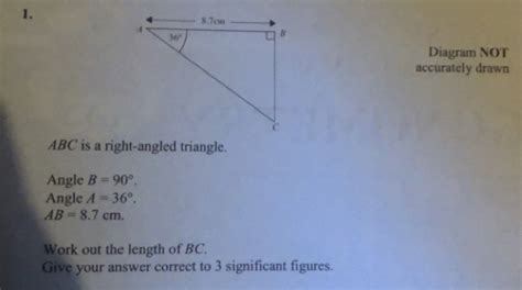 Solved 1 Diagram Not Accurately Drawn Abc Is A Right Angled Triangle Angle B90° Angle A36