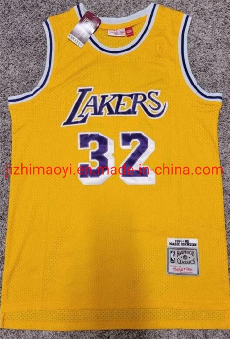 Wholesale Magic Johnson 32 Los Angeles Lakers Vintage Jersey 1984 85