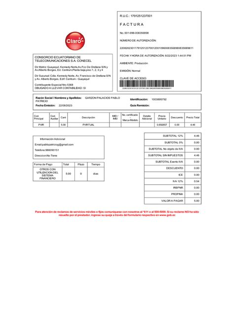 Factura Razón Social Nombres Y Apellidos Identificación Fecha Emisión Guía Remisión Pdf