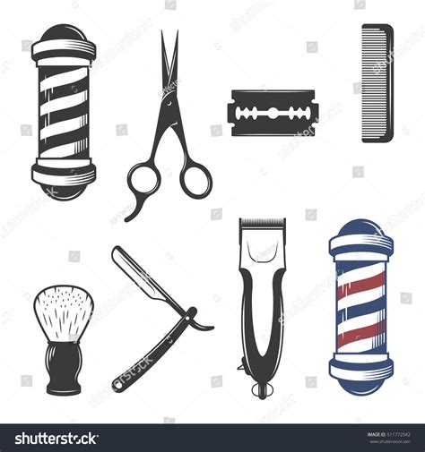 Set Vintage Barber Shop Elements Stock Vector Royalty Free 511772542