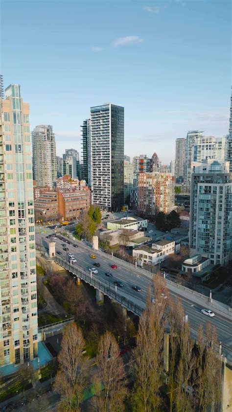 Aerial view of the skyscrapers in Downtown of Vancouver, Canada 23882067 Stock Video at Vecteezy