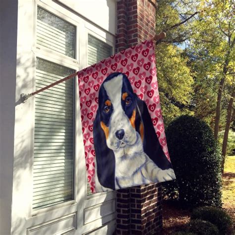 Basset Hound Hearts Love And Valentine S Day Portrait House Flag House