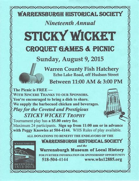 Warrensburg Historical Society - Sticky Wicket - Warrensburgh Historical Society