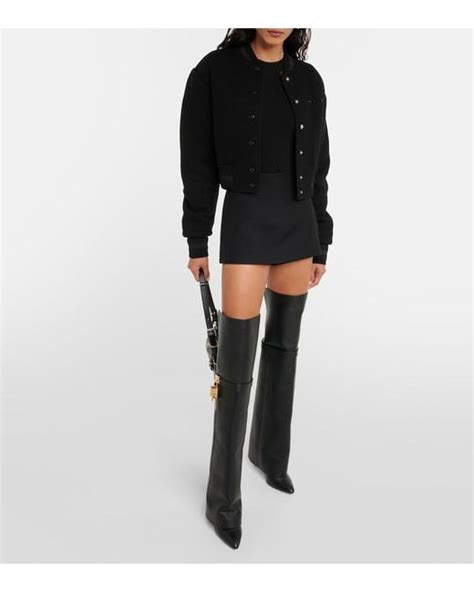 Givenchy Shark Lock Stiletto Over The Knee Boots In Leather In Black Lyst