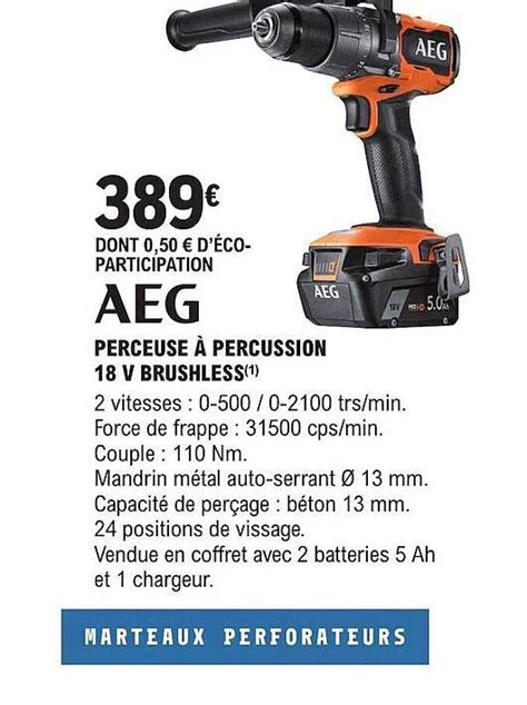 Promo Aeg Perceuse à Percussion 18 V Brushless chez E Leclerc Brico