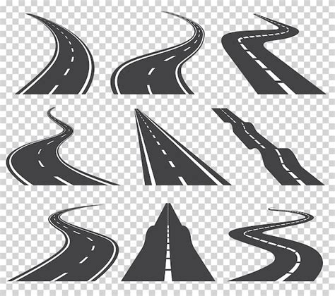 Premium Vector Curved Roads Vector Set Asphalt Road Or Way And Curve