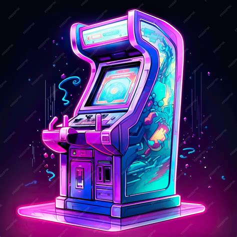 Premium Photo An Illustration Drawing Colorful Arcade Game With A