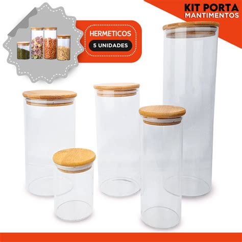 Potes De Vidro Herm Ticos Kit Para Mantimentos