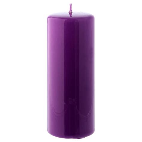 Shiny Purple Pillar Candle Ceralacca 5x13 Cm Online Sales On