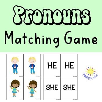 Pronoun Matching Game Basic Pronoun Activity Speech Therapy Matching