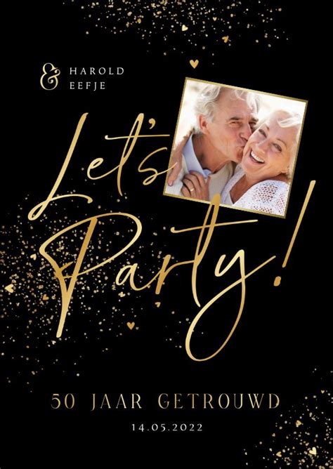 Jubileumfeest Uitnodiging Goud Let S Party 50 Kaartje2go