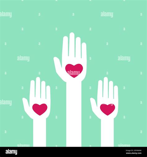 Turquoise Background With Hands Holding Hearts Charity Philanthropy