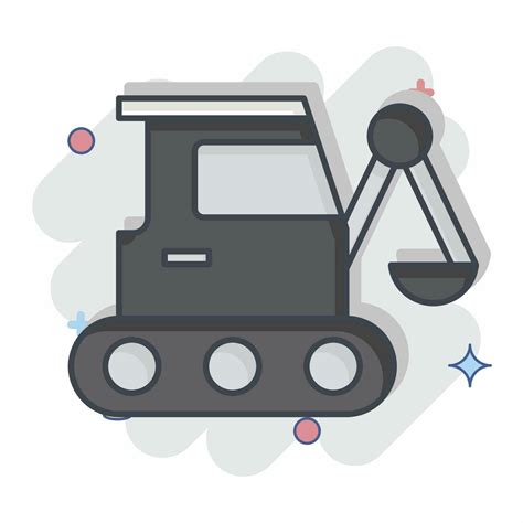 Icon Excavator Related To Building Material Symbol Comic Style