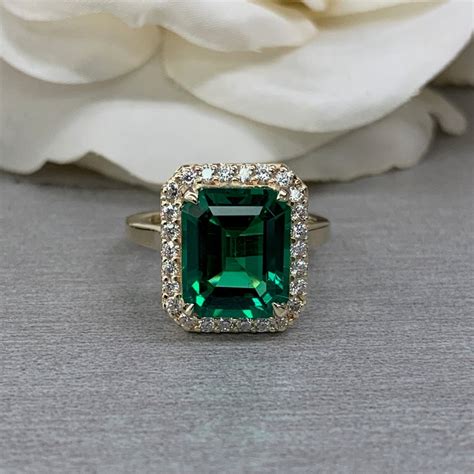 Emerald Engagement Ring Emerald Green Engagement Ring - Etsy