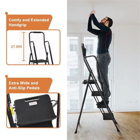 Mua HBTower 4 Step Ladder With Handrails 330 Lbs Folding Step Stool